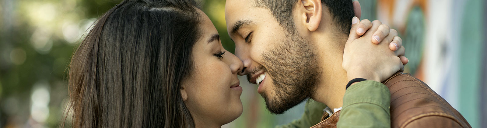 Young couple about to kiss